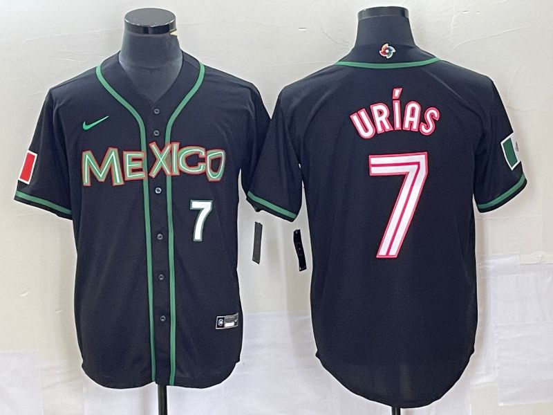Men 2023 World Cub Mexico #7 Urias Black white Nike MLB Jersey38